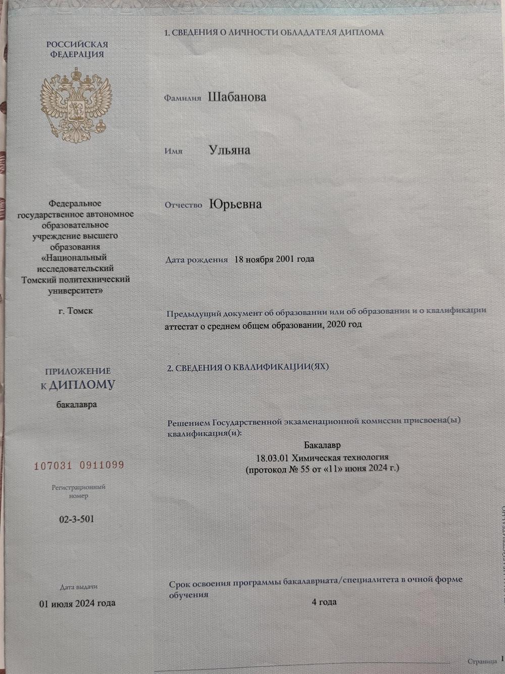 Диплом бакалавра 