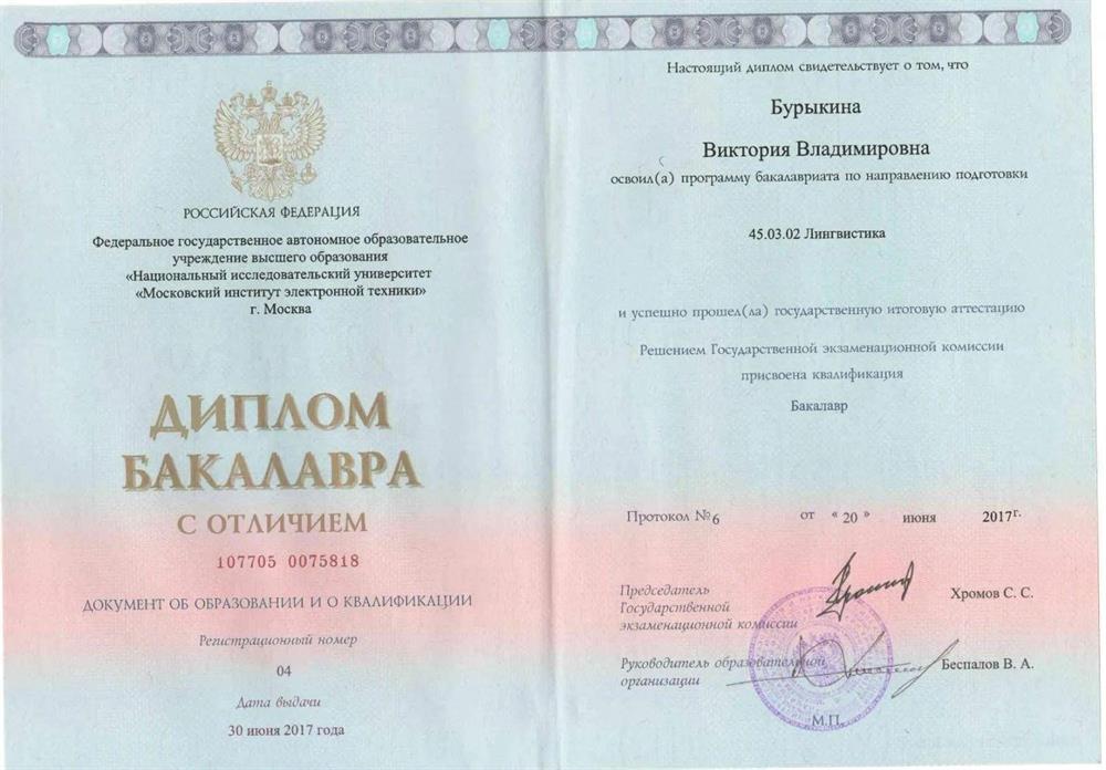 Диплом бакалавра 2017