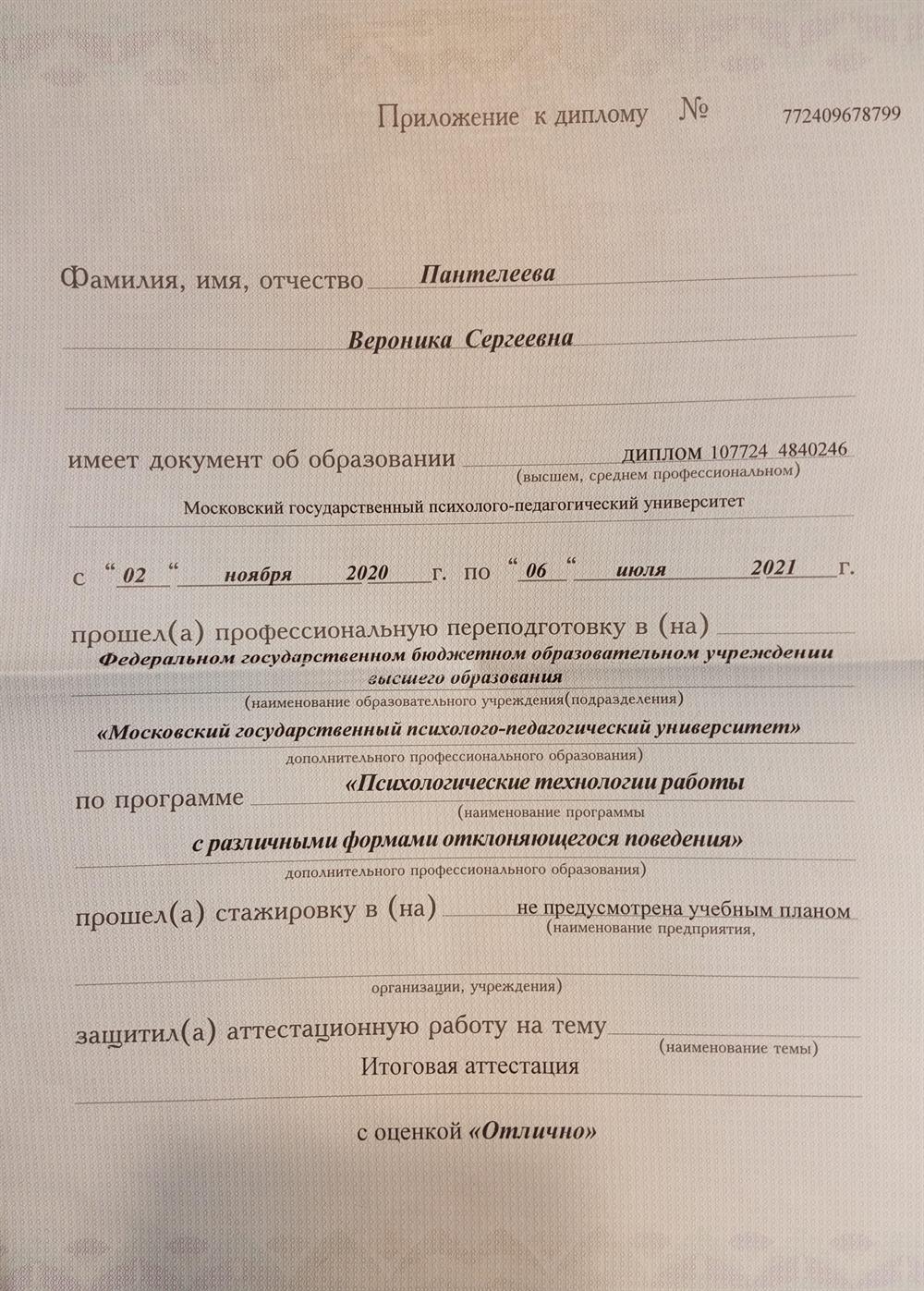 Приложение к диплому 1