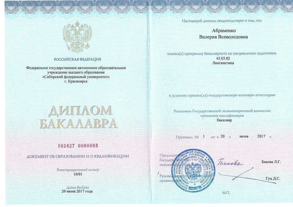 Диплом бакалавра