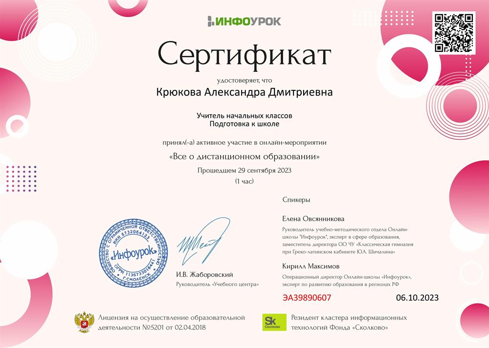 Сертификат. Всё о дистанционном образовании 