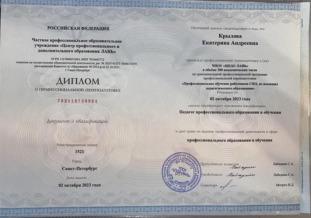 Профессиональная переподготовка