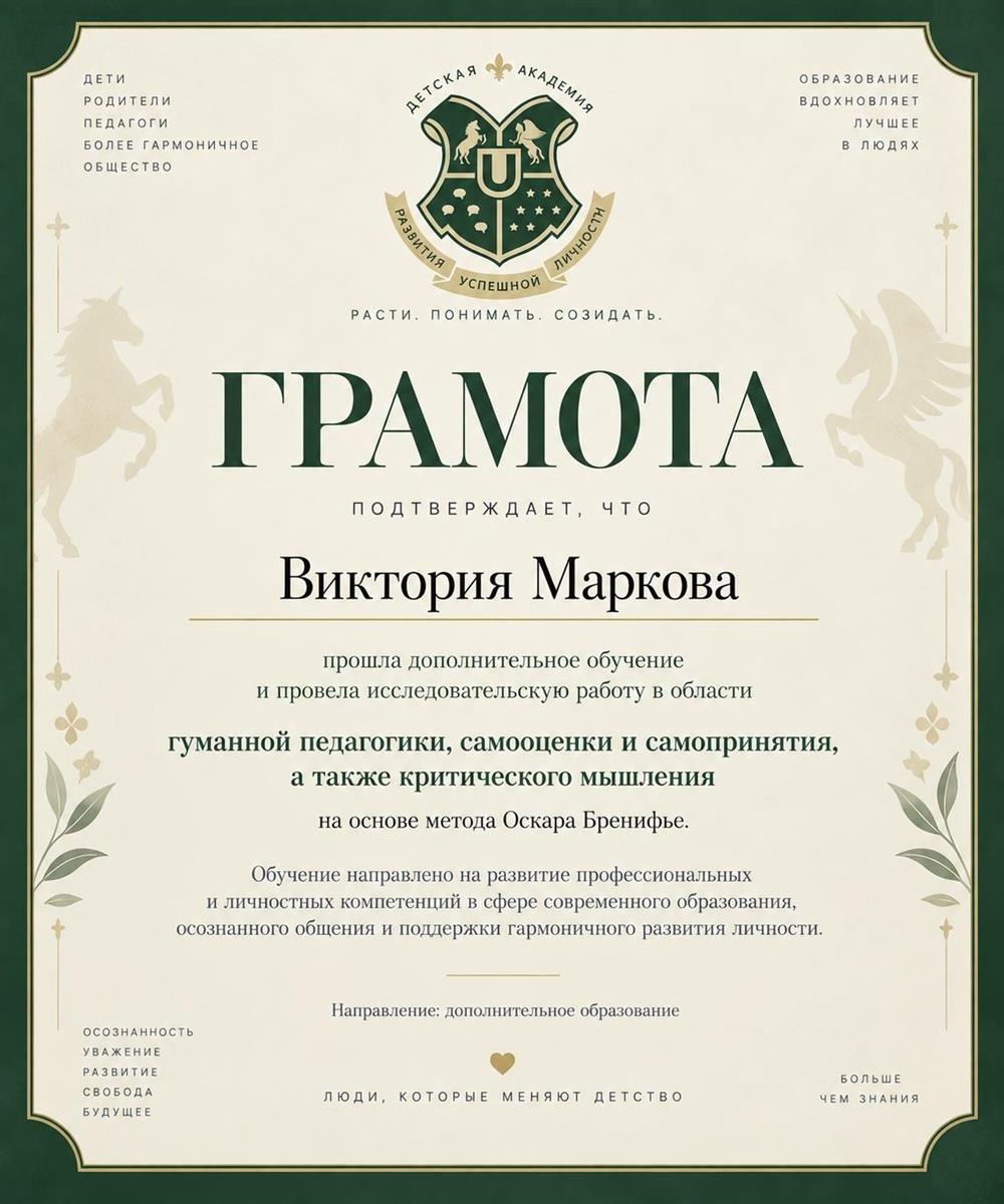 Грамота о повышении квалификации 