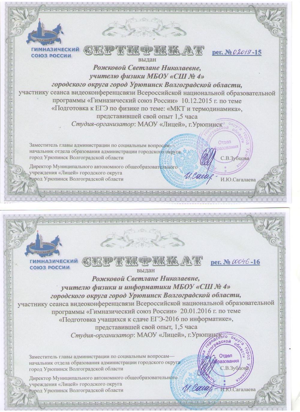 Сертификат Трансляция опыта 