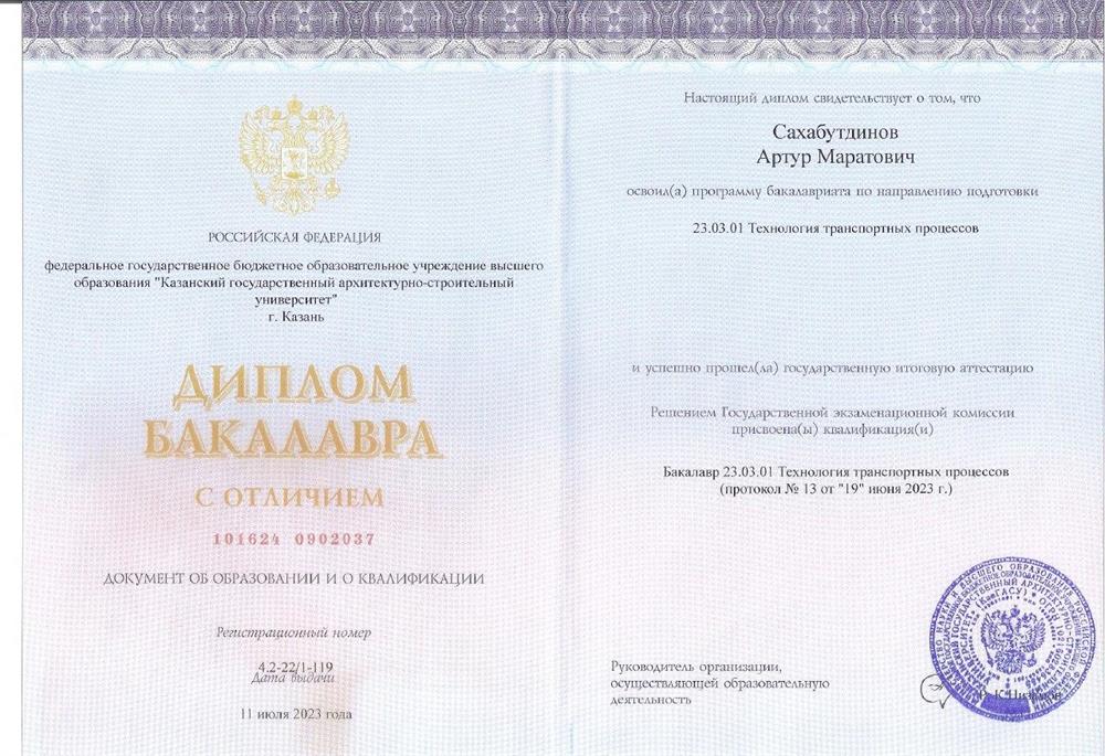 Красный диплом об окончании бакалавриата 