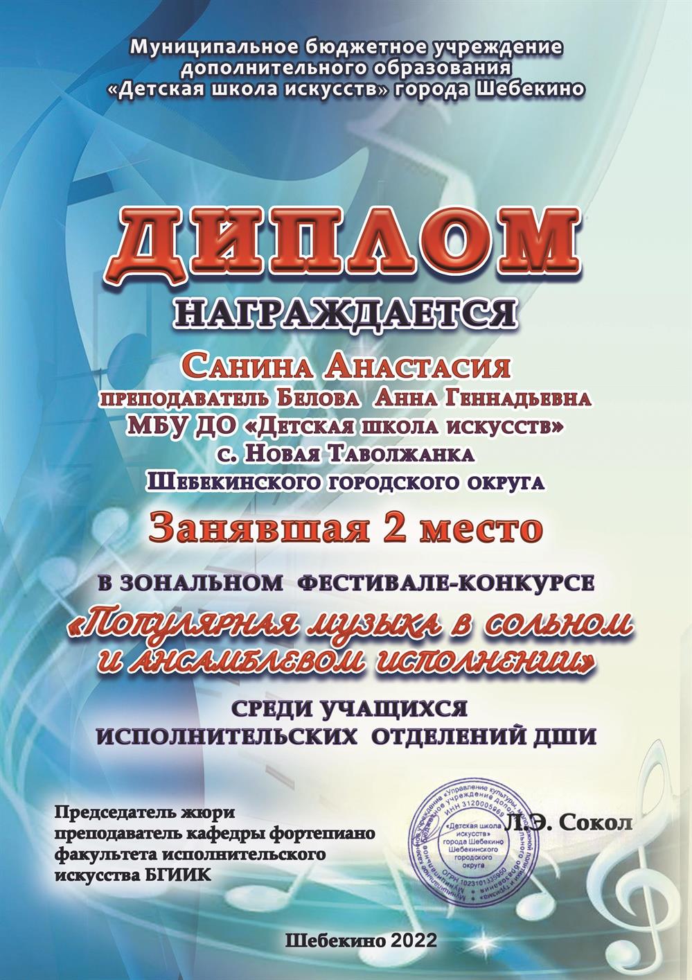Диплом 2 места