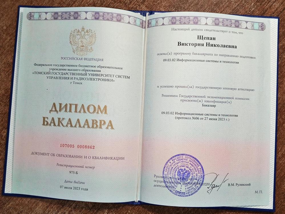 Диплом бакалавра "Информационные системы и технологии"