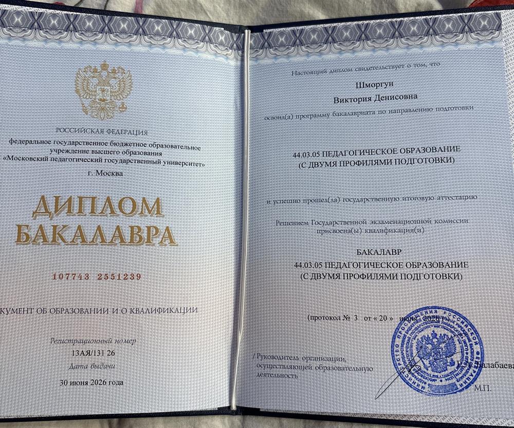 диплом бакалавра МПГУ
