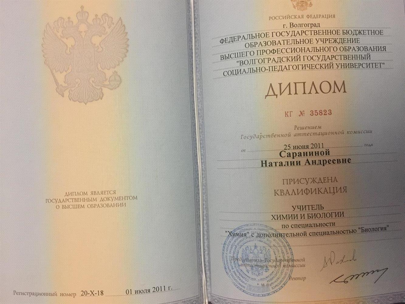 Диплом об образовании 