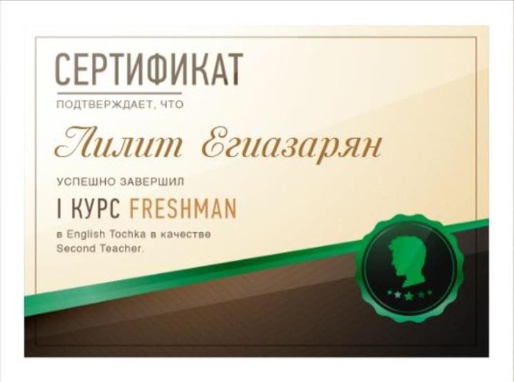 English Tochka online school certificate 