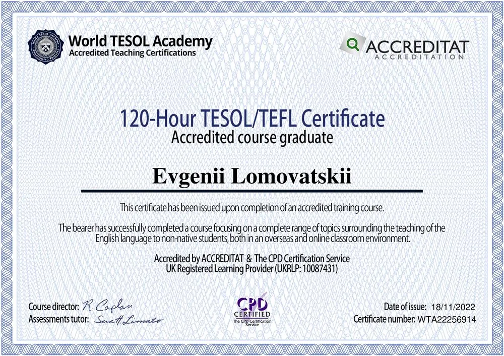 TESOL/TEFL Certificate