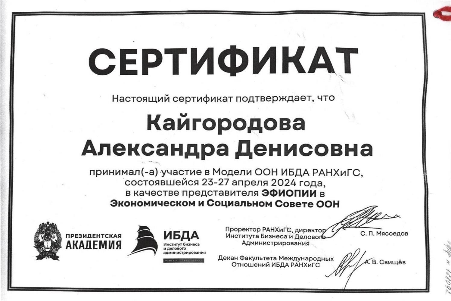Участник "Модели ООН" РАНХиГС 