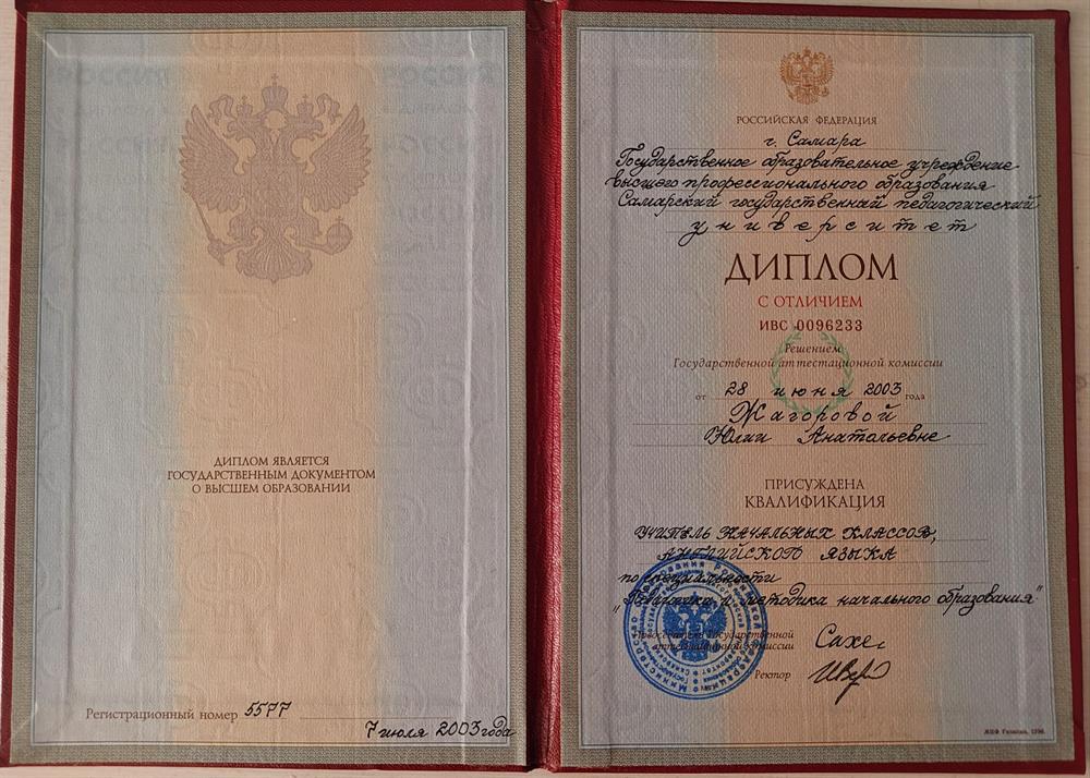 основной диплом о высшем профессиональном образовании