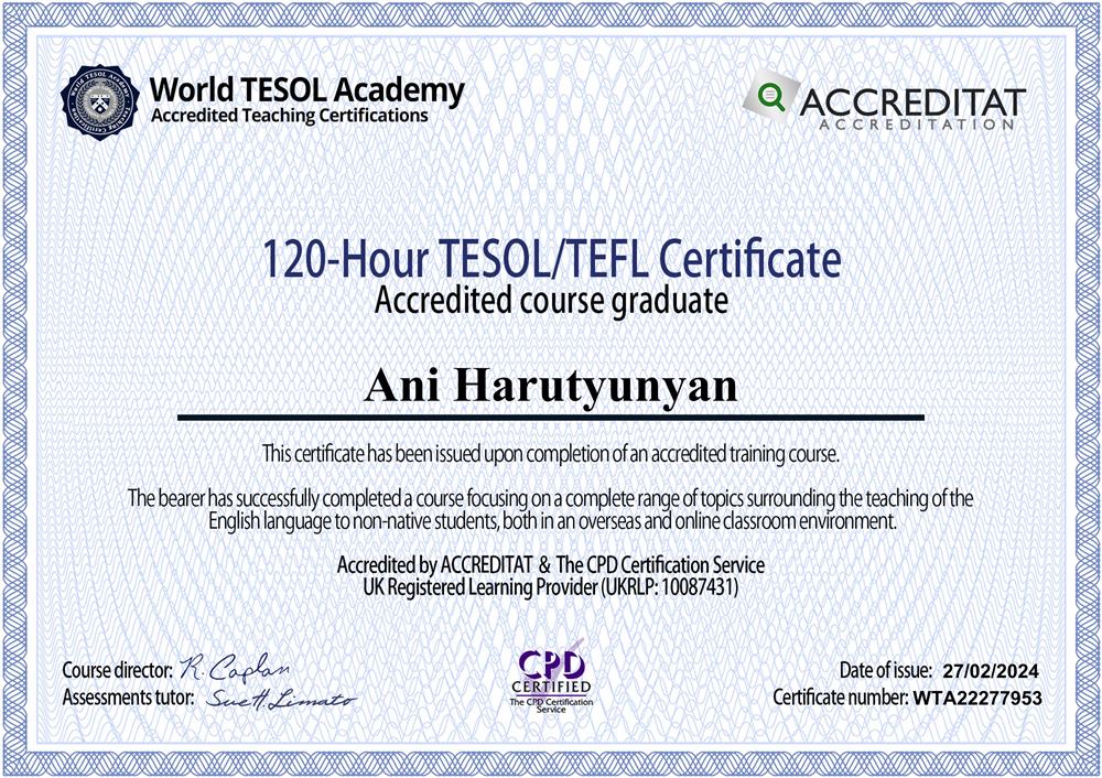 TESOL/TEFL Certificate