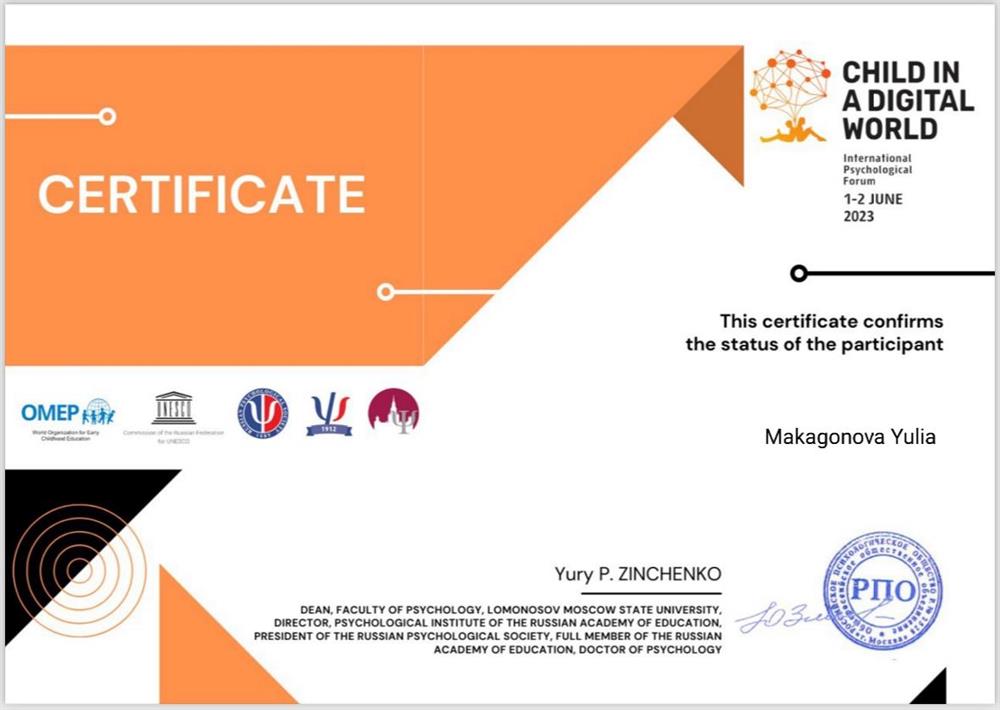 Сертификат участника конференции 