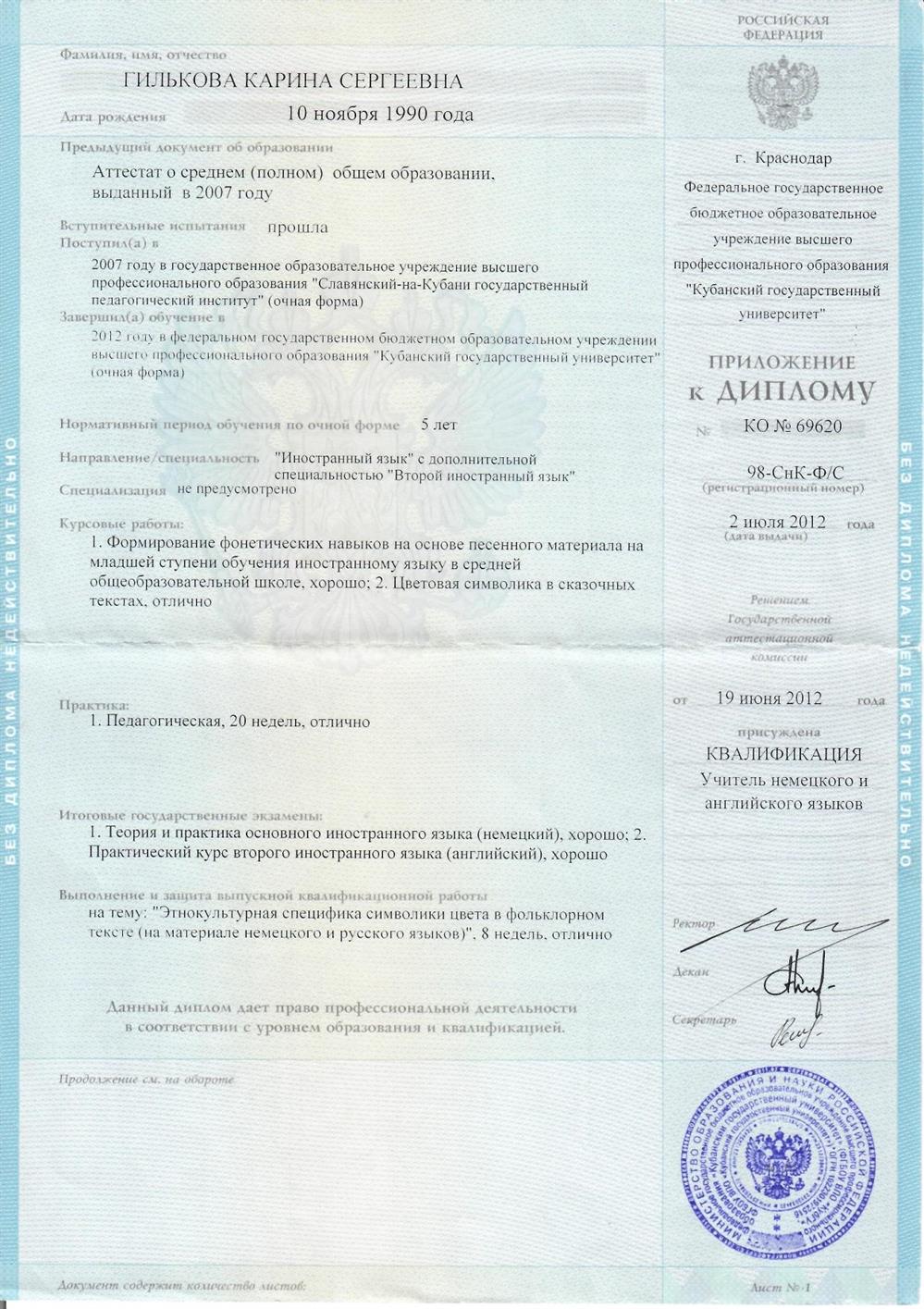 Диплом об образовании