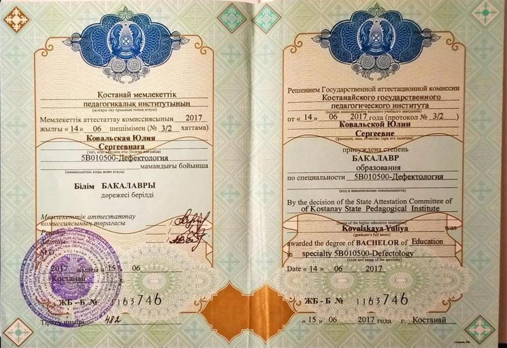 Диплом Дефектолог  