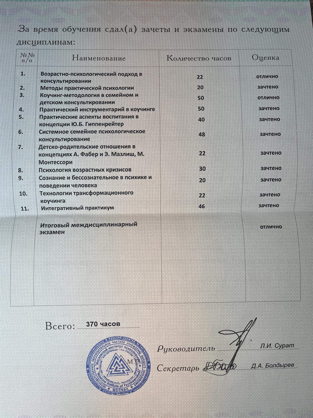 Приложение к диплому МИП 