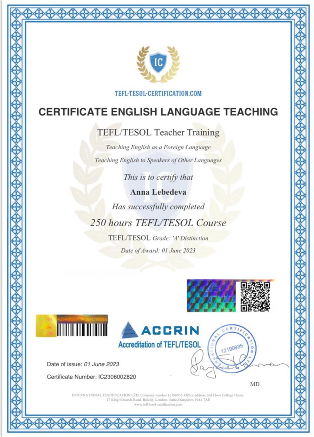 CERTIFICATE ENGLISH LANGUAGE TEACHING