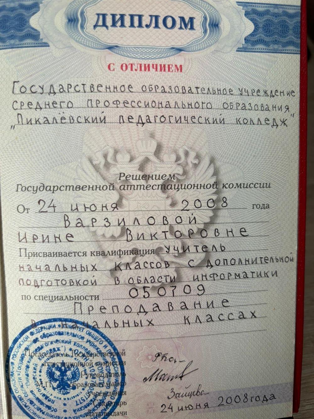 Диплом о среднем образовании 