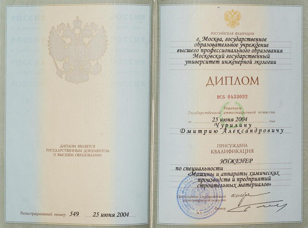 Диплом о высшем образовании