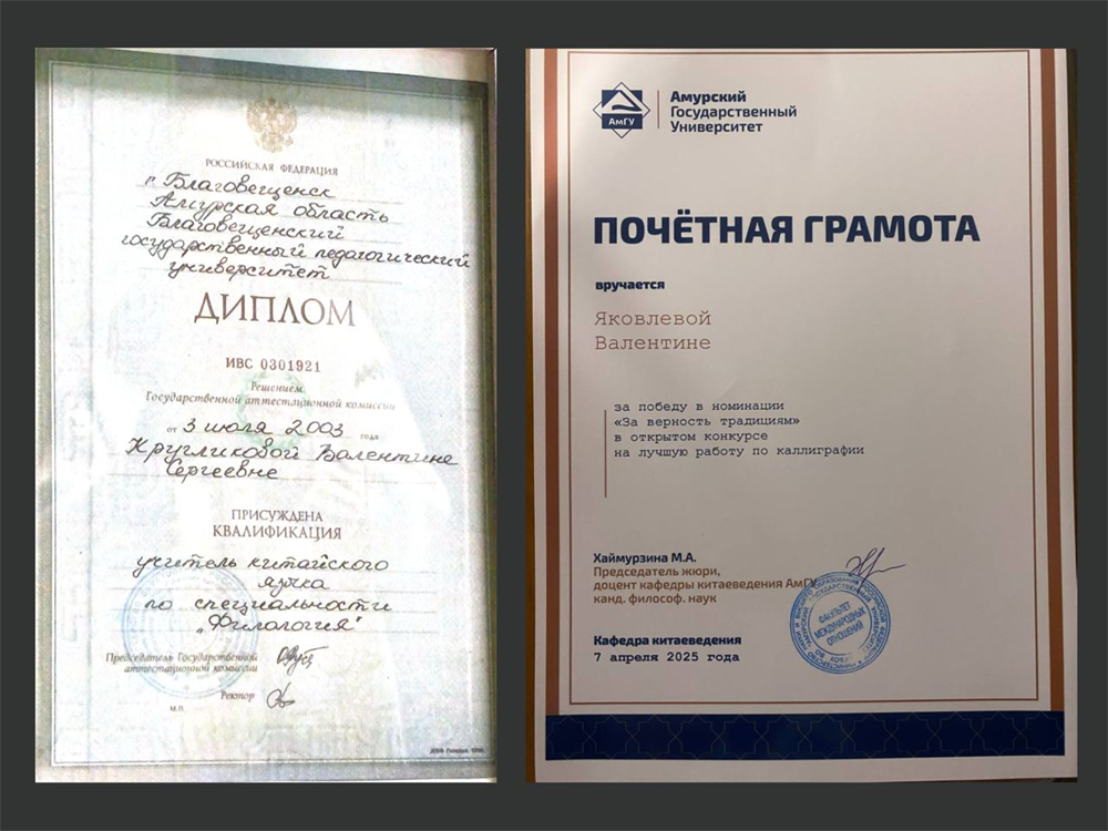 Диплом о присвоении квалификации учитель китайского языка
