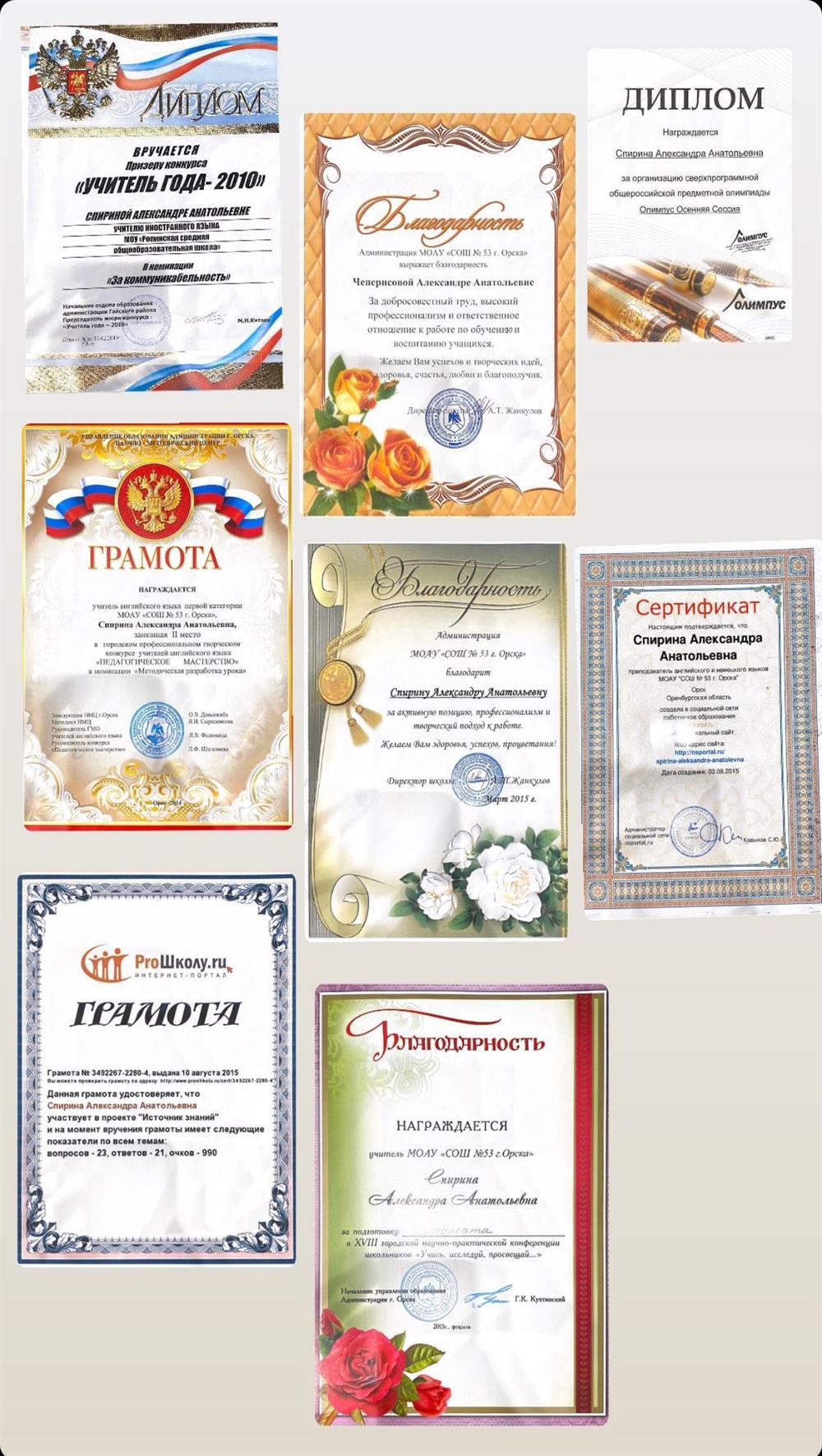 Грамоты, благодарности, сертификаты, дипломы