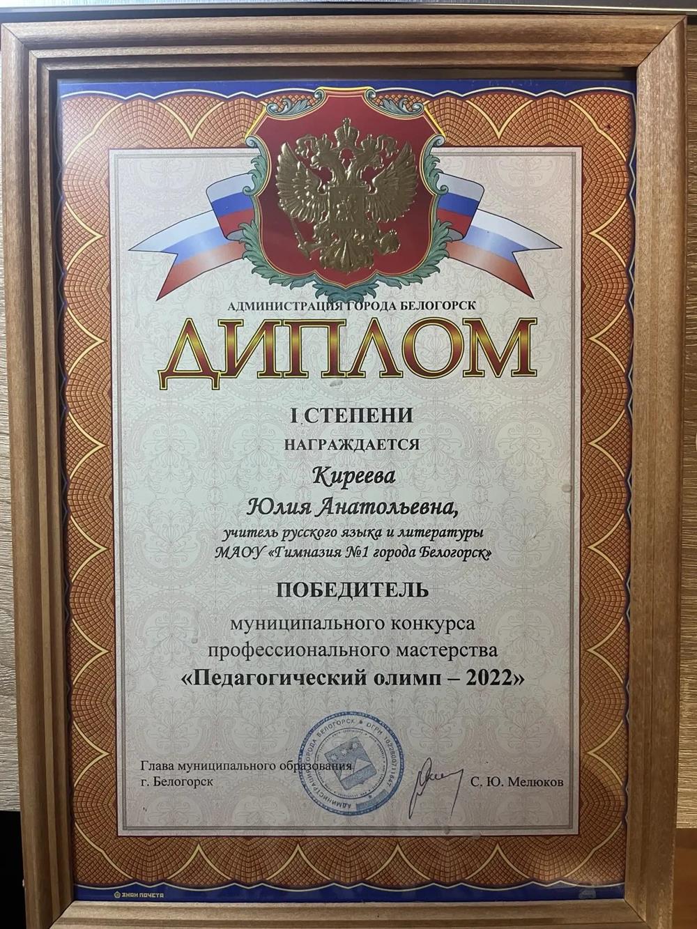 Диплом победителя конкурса педагогического мастерства