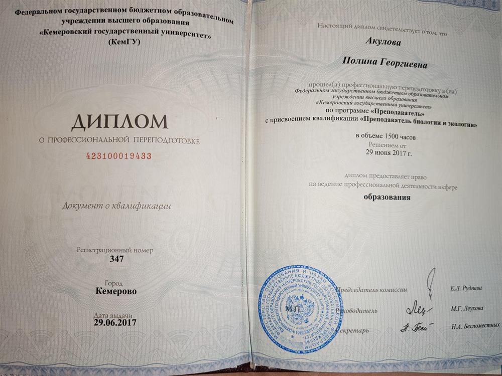 Диплом. Профессиональная переподготовка