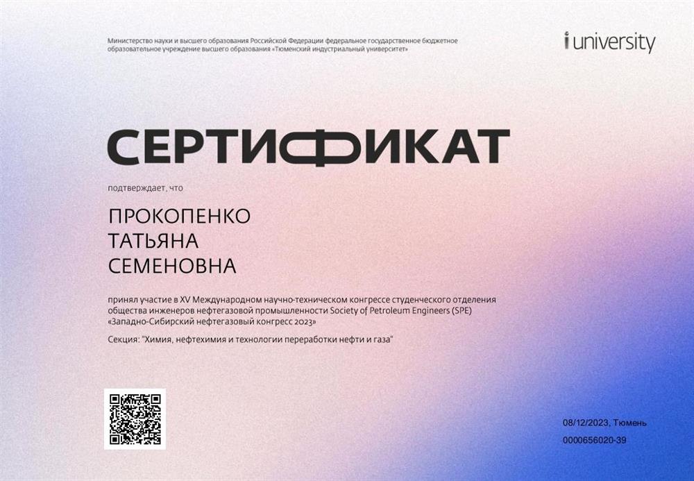 Сертификат. Участник международного научно-технического конгресса