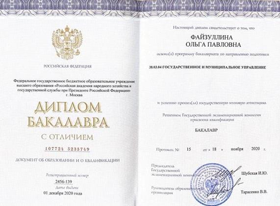 Диплом бакалавра с отличием. РАНХиГС. 