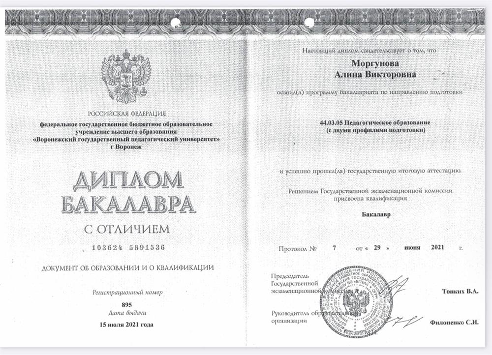 Диплом бакалавра с отличием