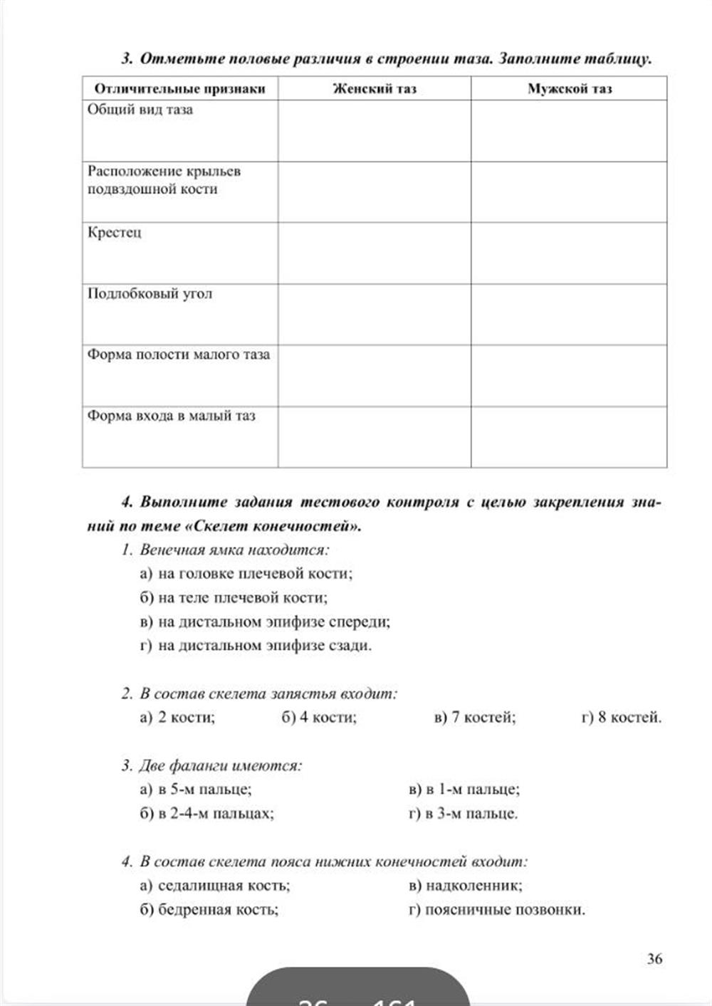 Пример рабочего листа по анатомии