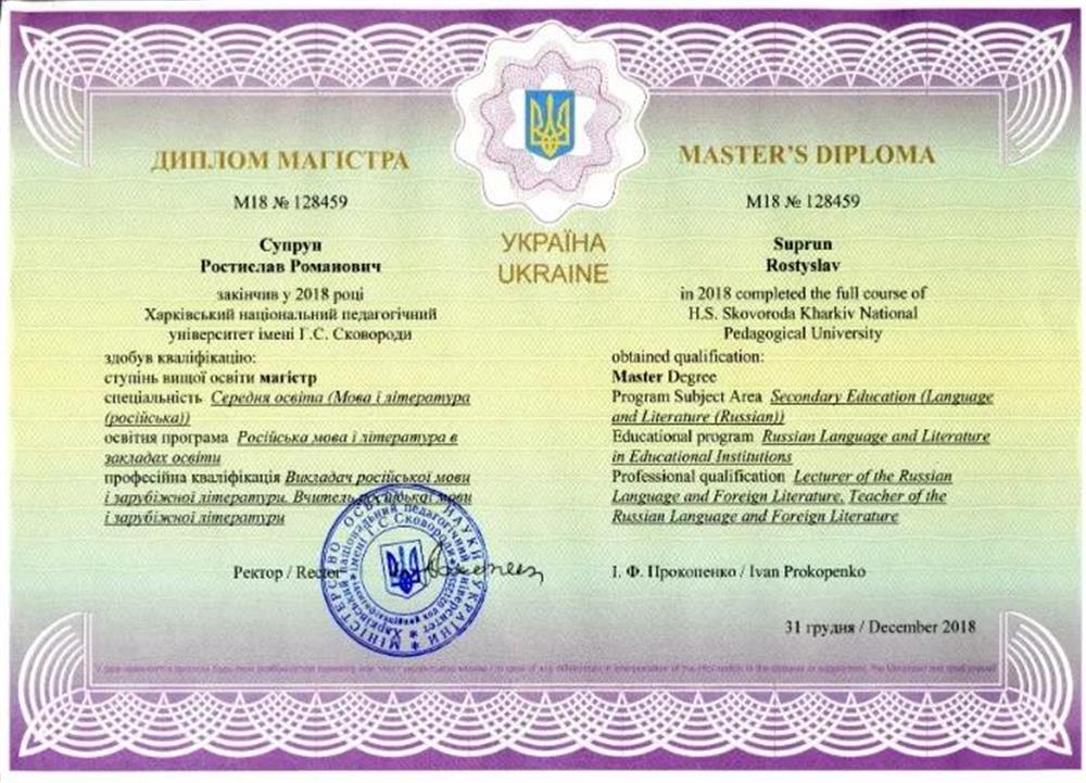 Диплом магистра, филология русского языка