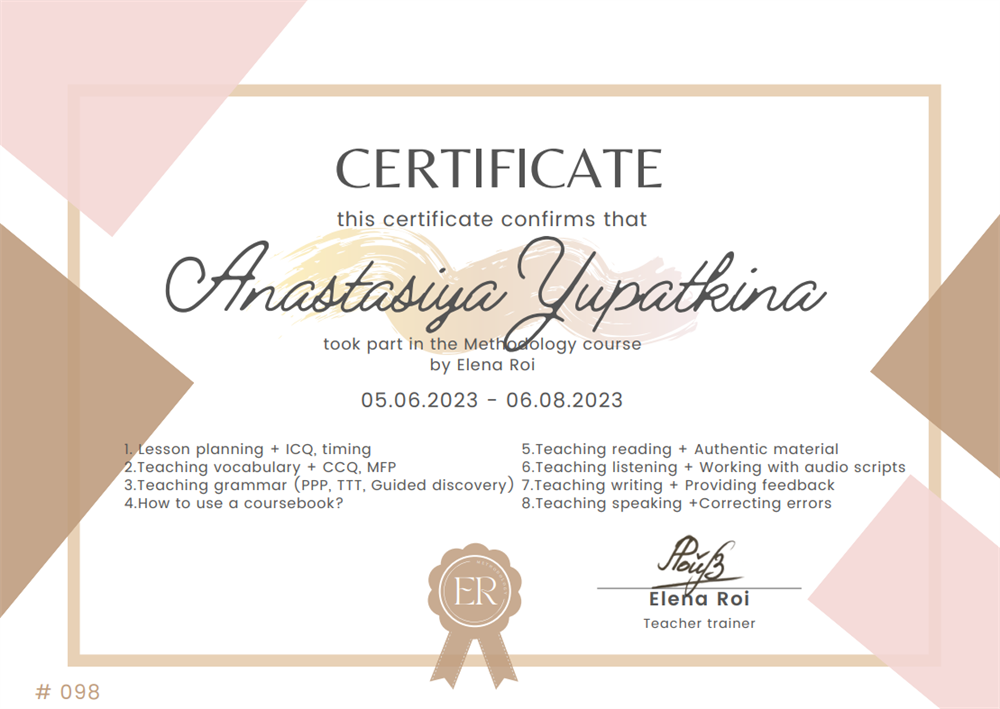 the Methodology course by Elena Roi