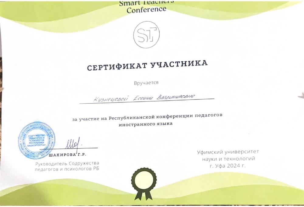Сертификат участника конференции