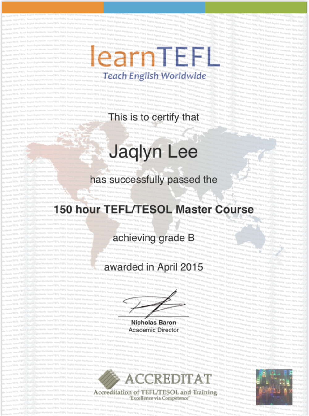 TEFL cert 