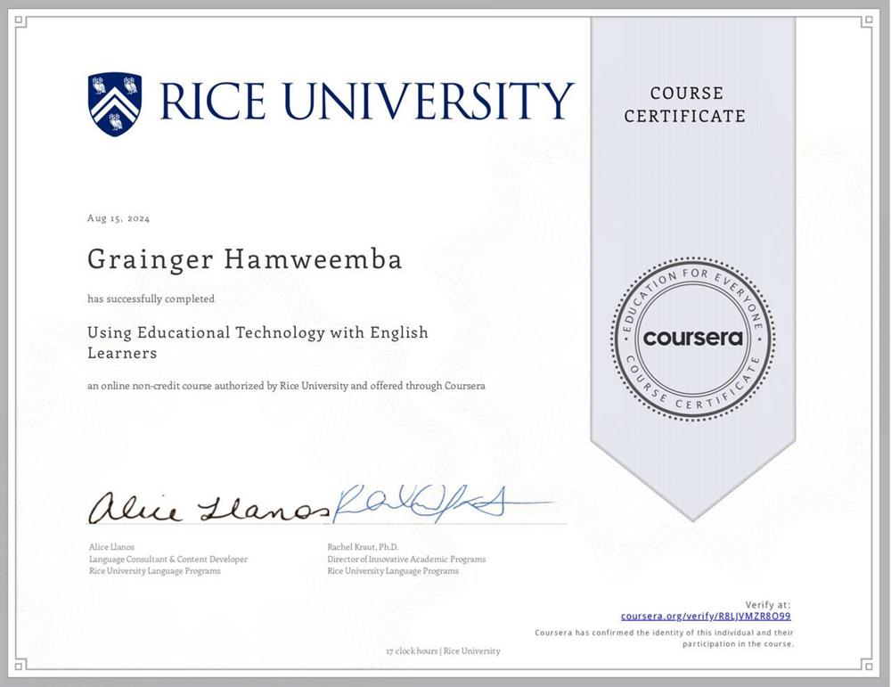 Сертификат. Using Eductional Technology with English Learners