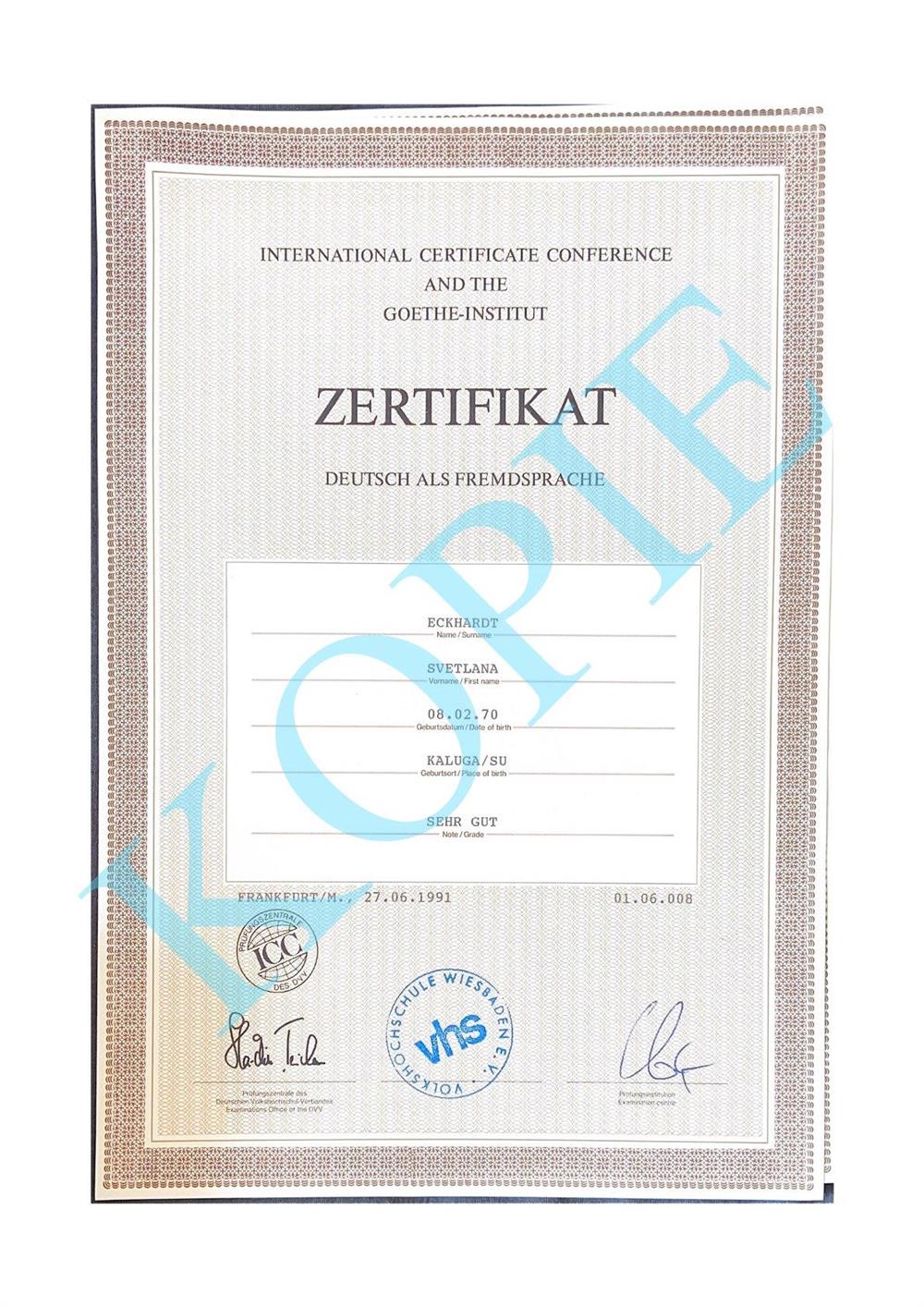 Goethe Zertifikat 