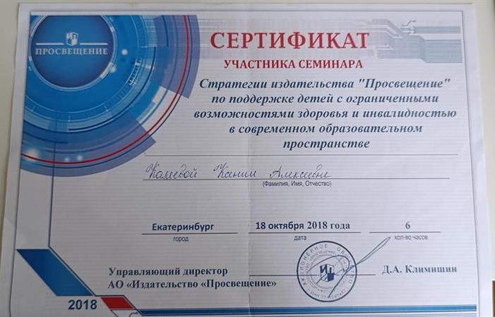 Сертификат участника семинара