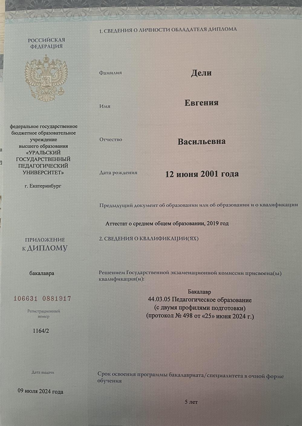 Диплом бакалавра 