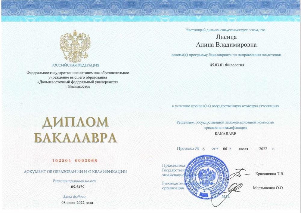 Диплом Бакалавра 