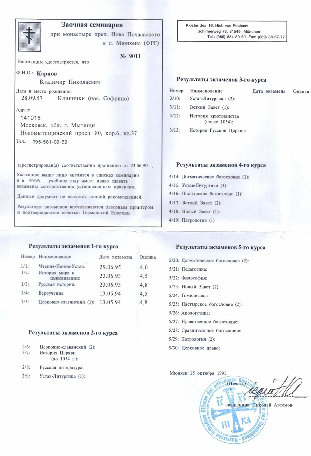 Зачётная ведомость