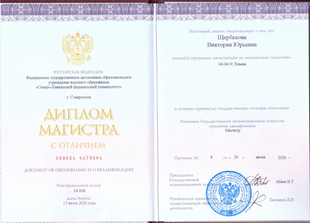Диплом Магистра с отличием