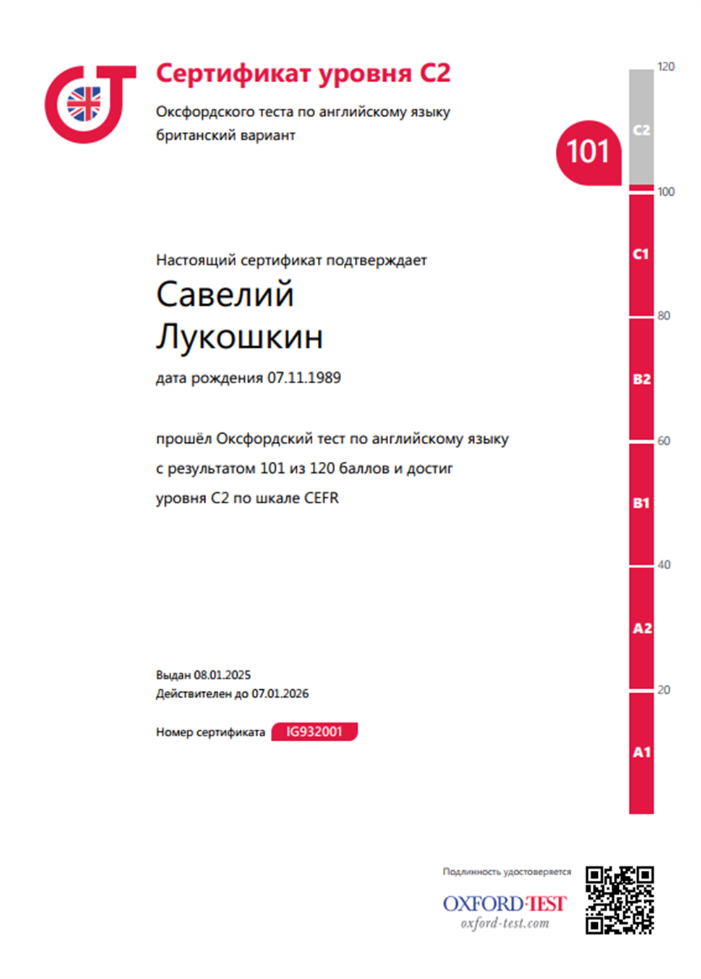 Oxford Certificate