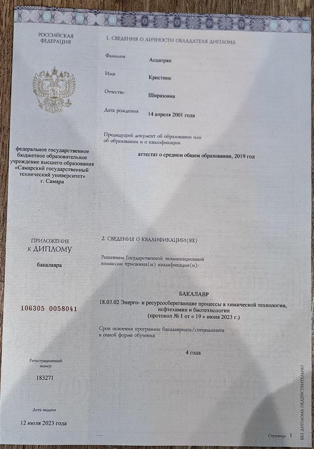 Диплом бакалавра