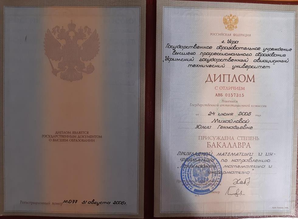 Диплом бакалавра с отличием 