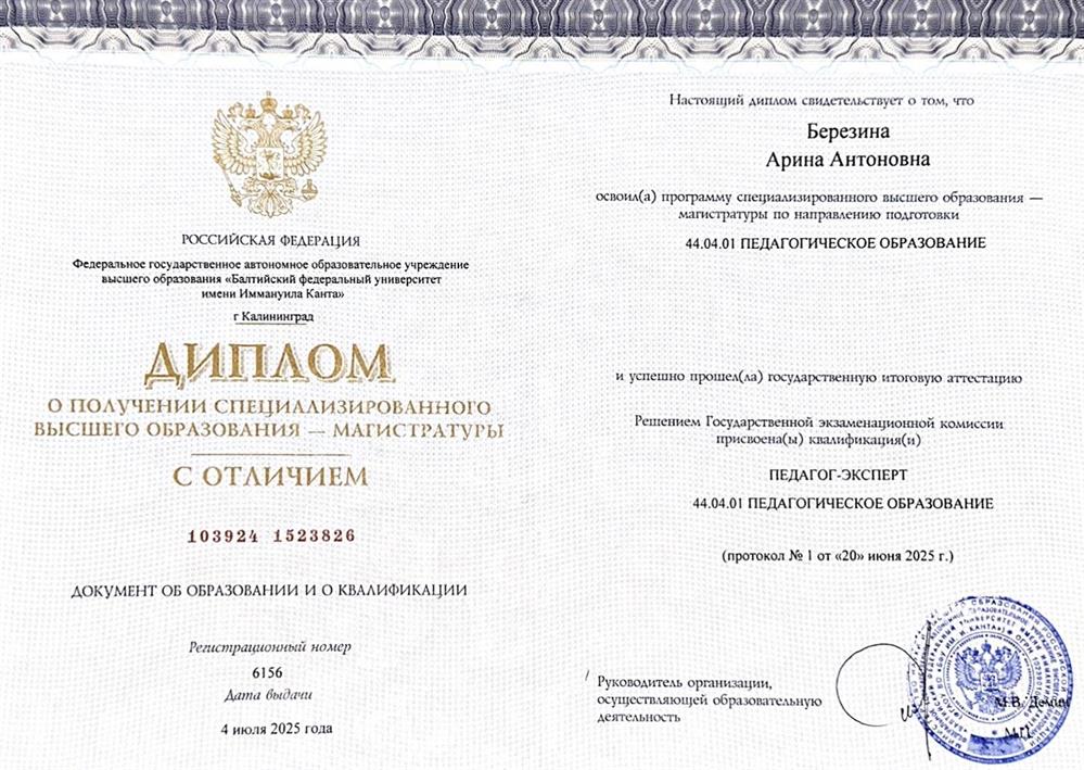 Диплом Магистратура