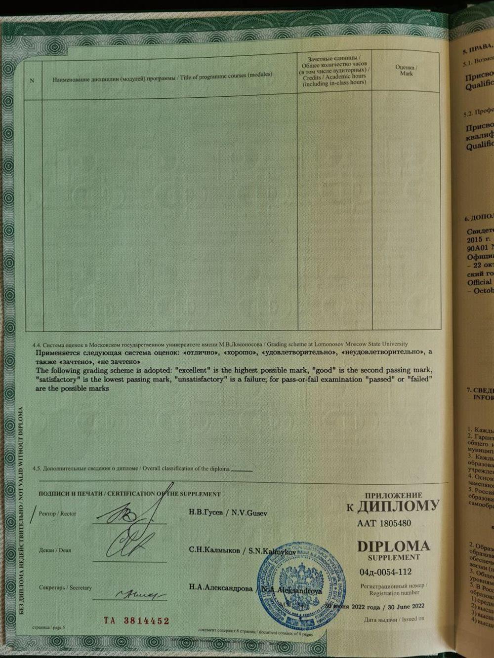 Диплом МГУ М.В. Ломоносова