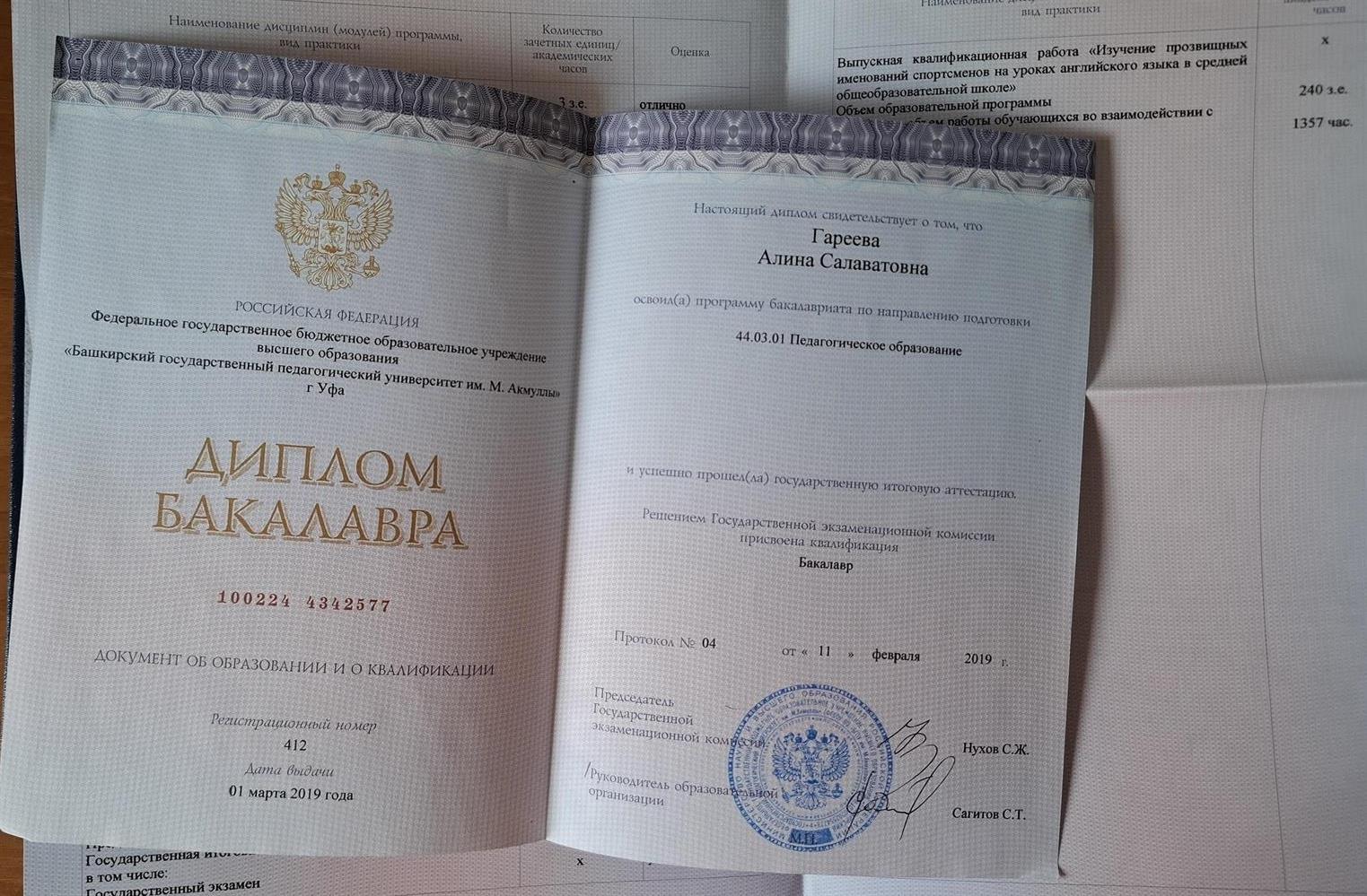 Диплом Бакалавра